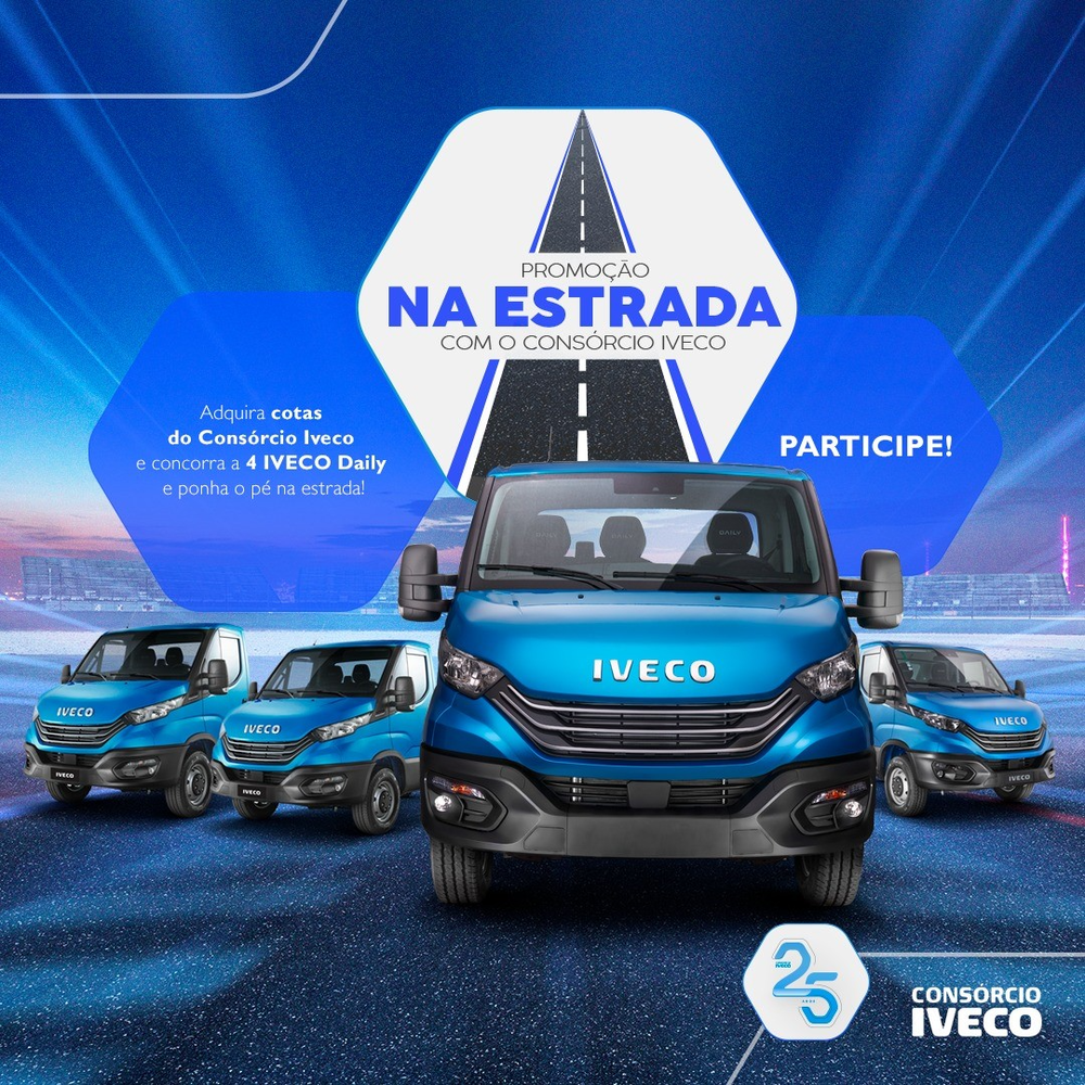 Consórcio Iveco anuncia campanha promocional com sorteio de caminhões em comemoração ao seu aniversário de 25 anos