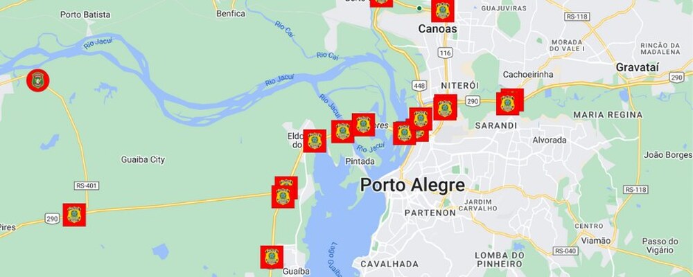 Mapa interativo mostra bloqueios em rodovias do RS em tempo real